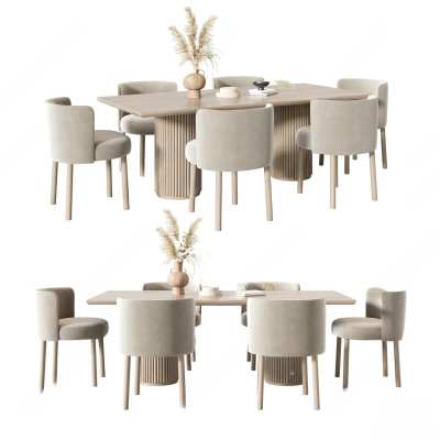 现代餐桌椅组合3D模型下载